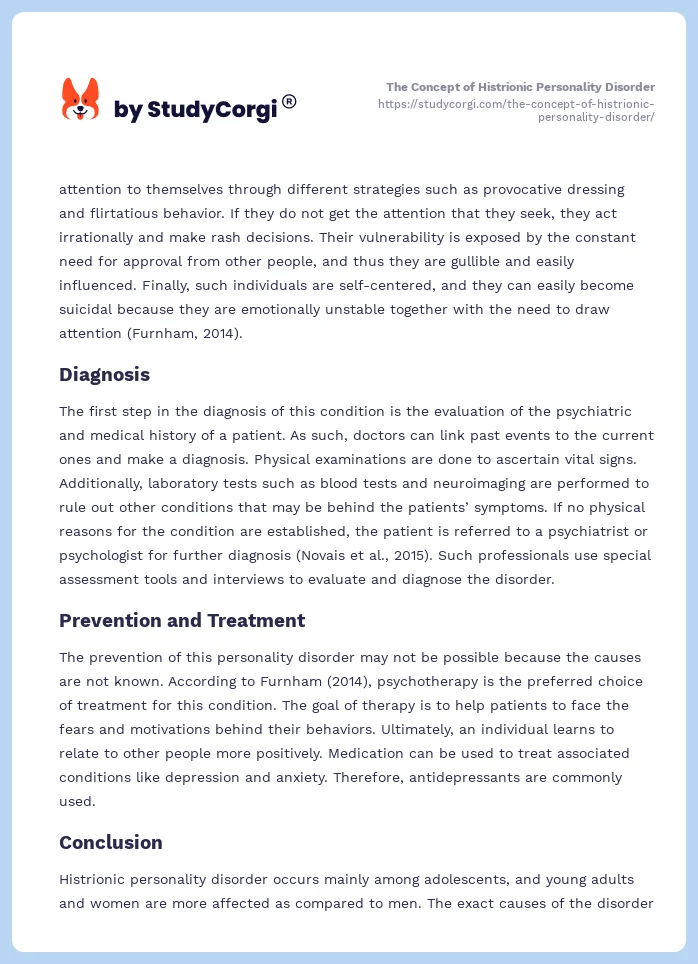 The Concept of Histrionic Personality Disorder. Page 2