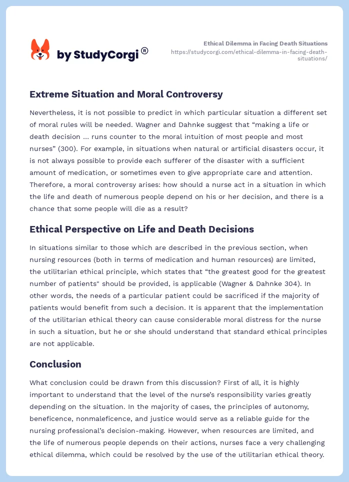 Ethical Dilemma in Facing Death Situations. Page 2