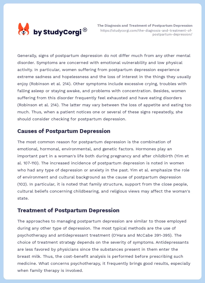 The Diagnosis and Treatment of Postpartum Depression. Page 2