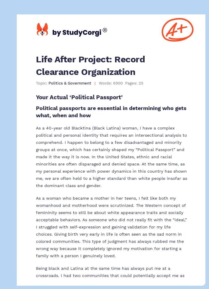 Life After Project: Record Clearance Organization. Page 1