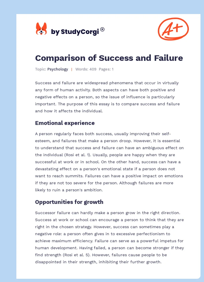 Comparison of Success and Failure. Page 1