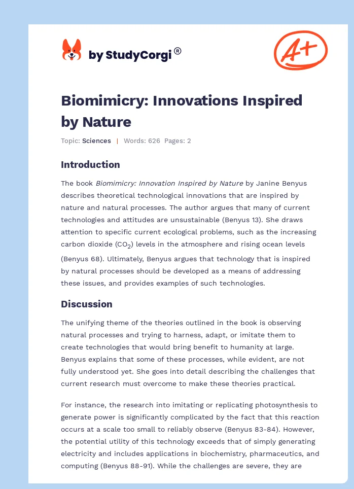 Biomimicry: Innovations Inspired by Nature. Page 1