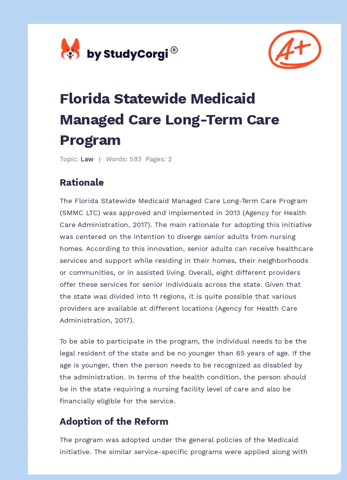 Florida Statewide Medicaid Managed Care Long-Term Care Program. Page 1
