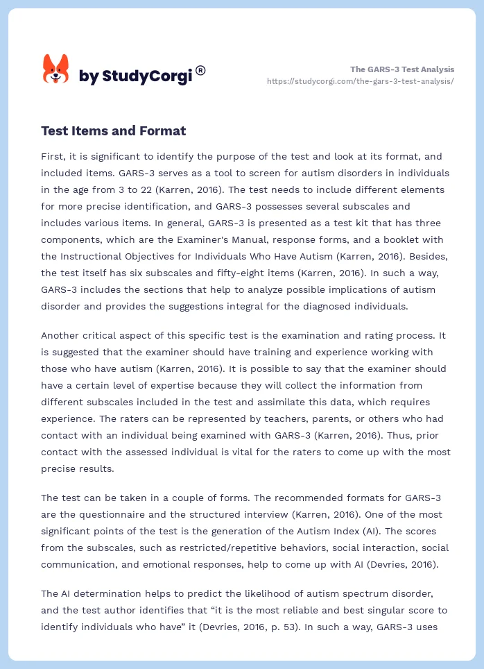 The GARS-3 Test Analysis. Page 2