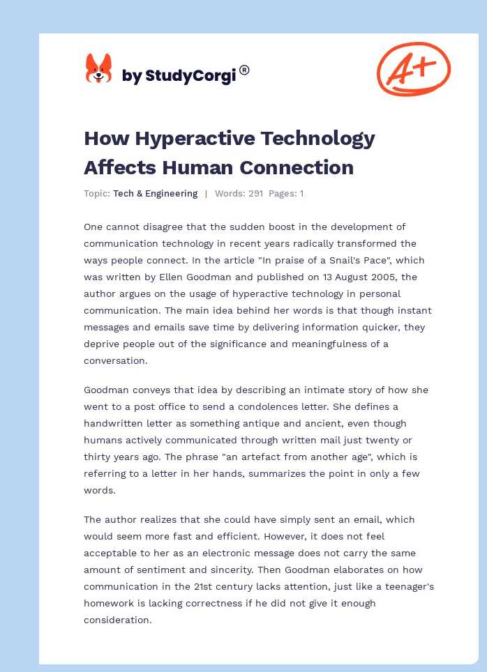 How Hyperactive Technology Affects Human Connection. Page 1