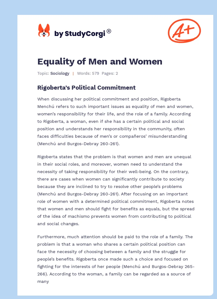 Equality of Men and Women. Page 1