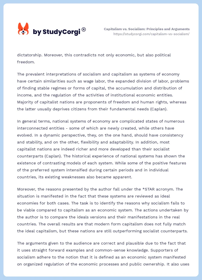Capitalism vs. Socialism: Principles and Arguments. Page 2