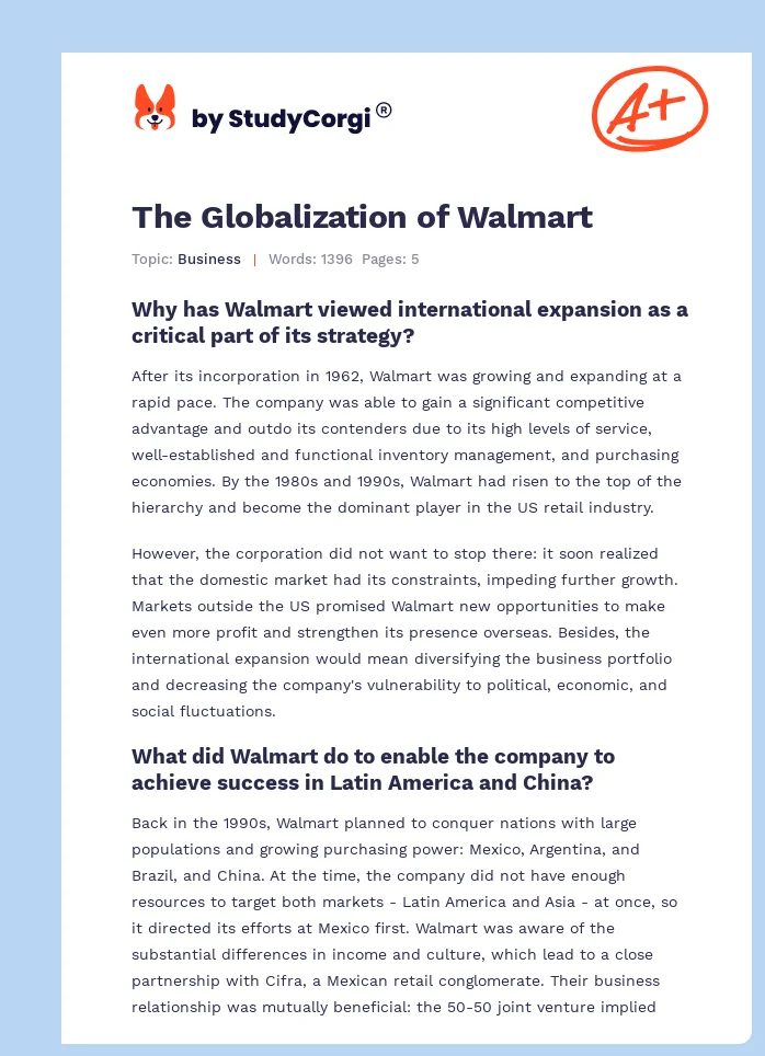 The Globalization of Walmart. Page 1