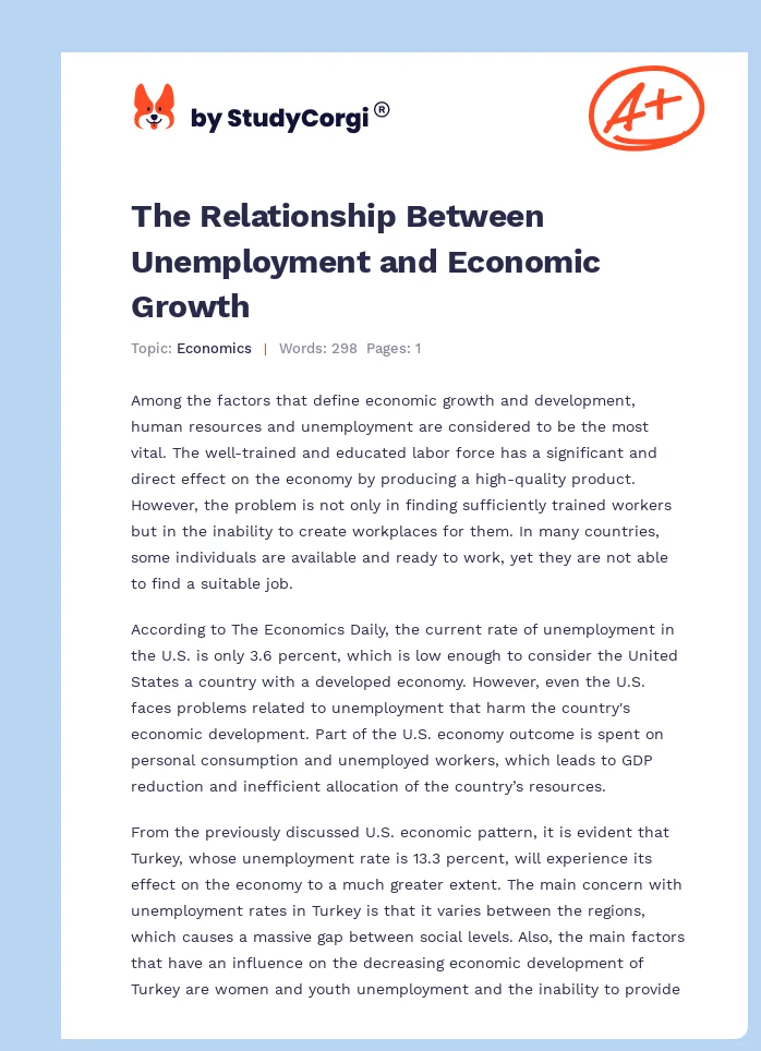 The Relationship Between Unemployment and Economic Growth. Page 1