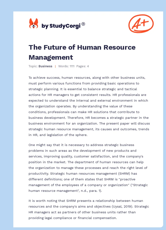 The Future of Human Resource Management. Page 1