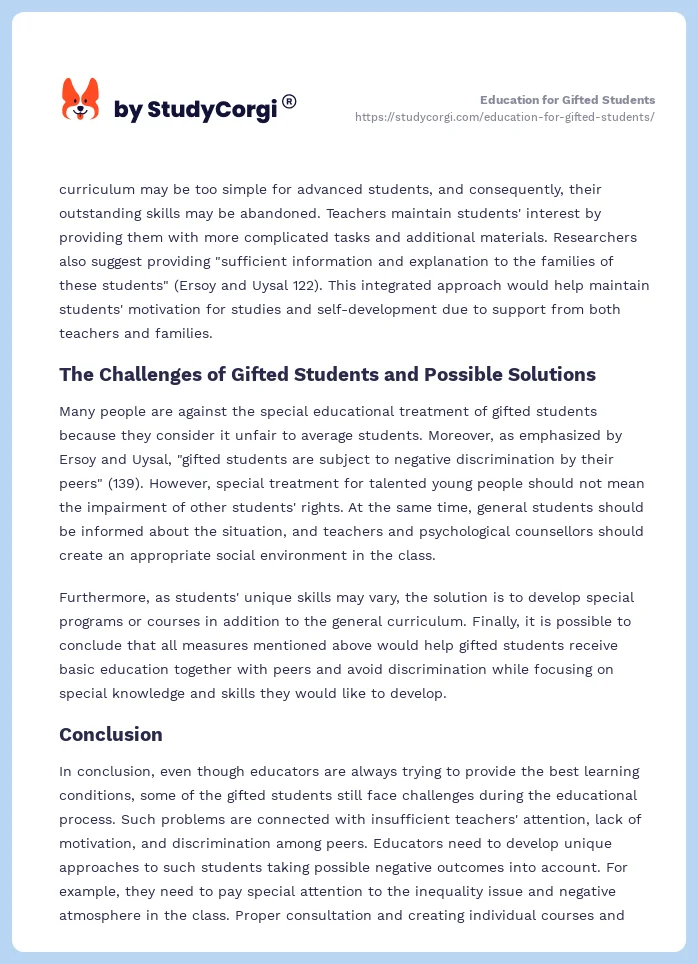 Education for Gifted Students. Page 2