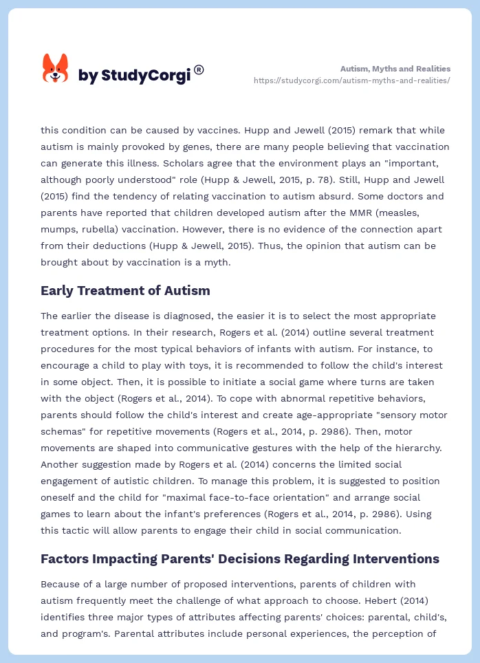 Autism, Myths and Realities. Page 2
