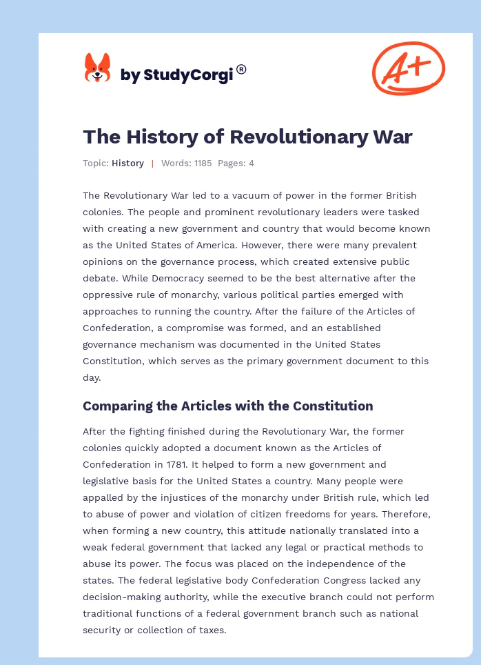 The History of Revolutionary War. Page 1
