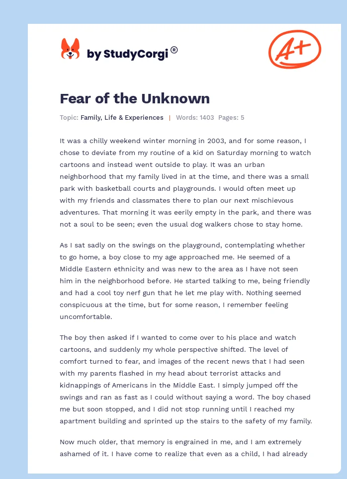 Fear of the Unknown. Page 1