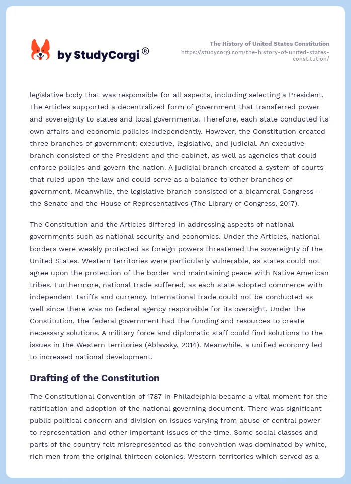 The History of United States Constitution. Page 2