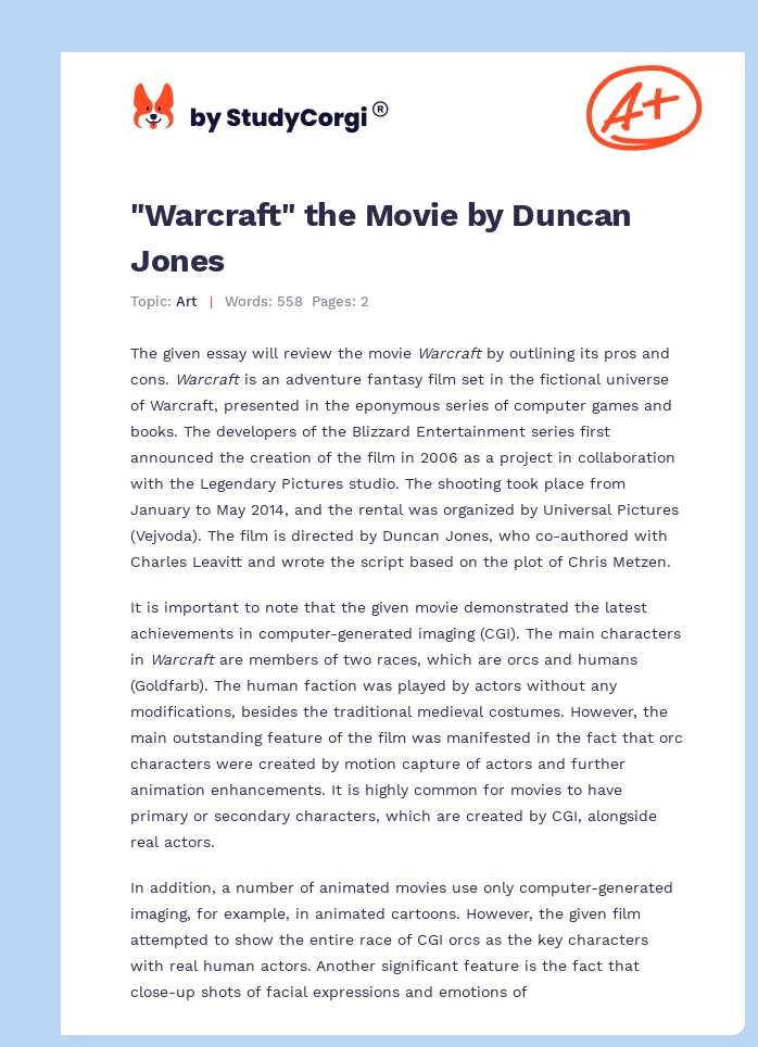 "Warcraft" the Movie by Duncan Jones. Page 1