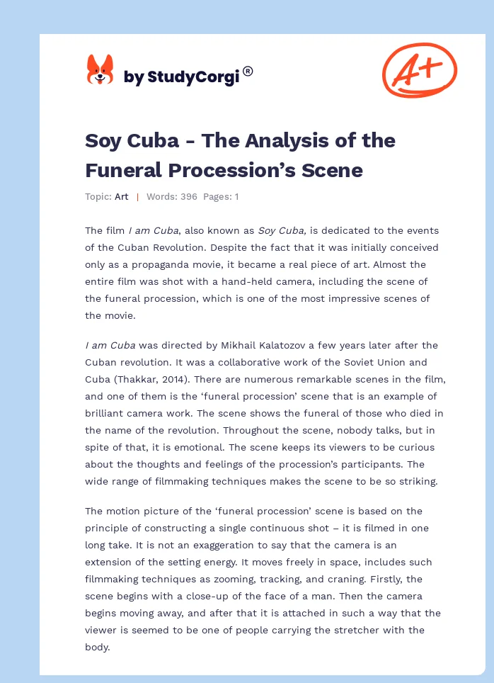 Soy Cuba - The Analysis of the Funeral Procession’s Scene. Page 1