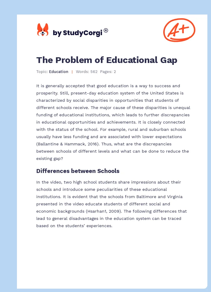 The Problem of Educational Gap. Page 1