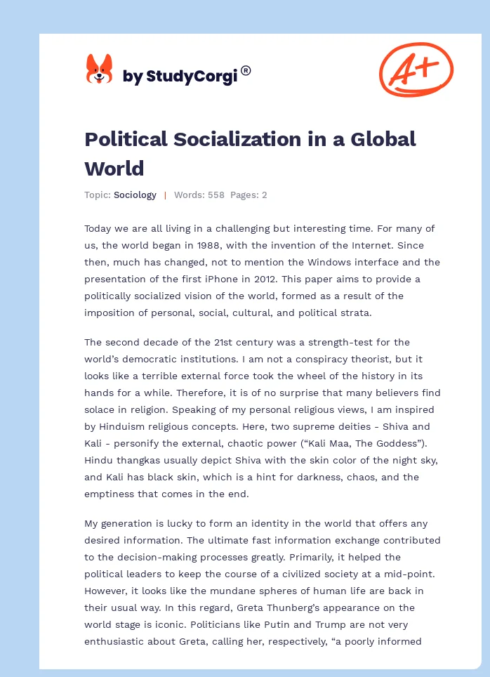 Political Socialization in a Global World. Page 1