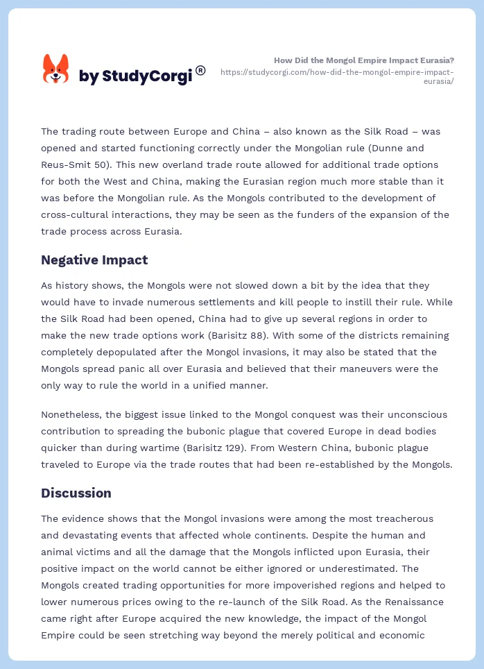 How Did the Mongol Empire Impact Eurasia?. Page 2