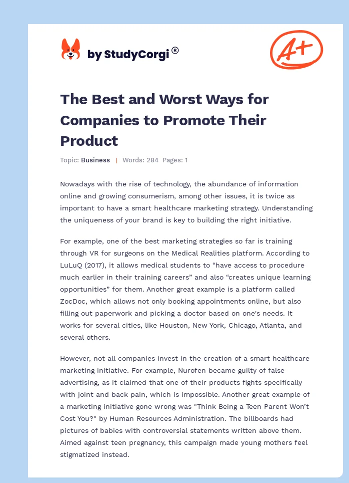 The Best and Worst Ways for Companies to Promote Their Product. Page 1