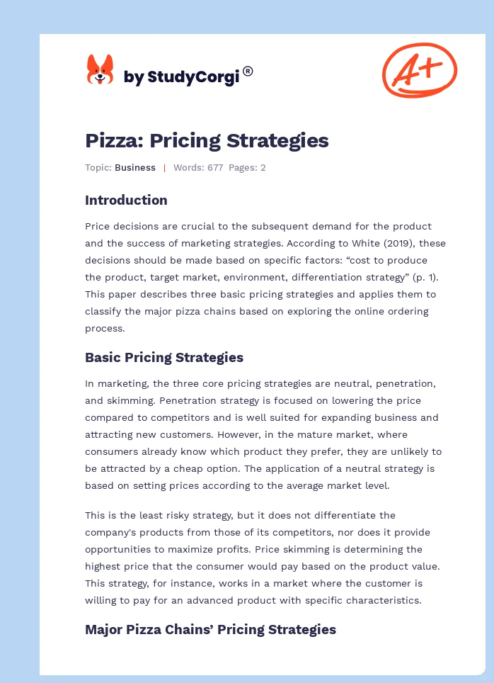 Pizza: Pricing Strategies. Page 1
