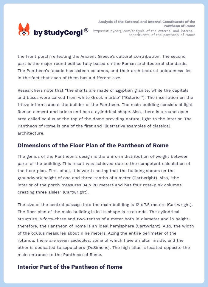 Analysis of the External and Internal Constituents of the Pantheon of Rome. Page 2