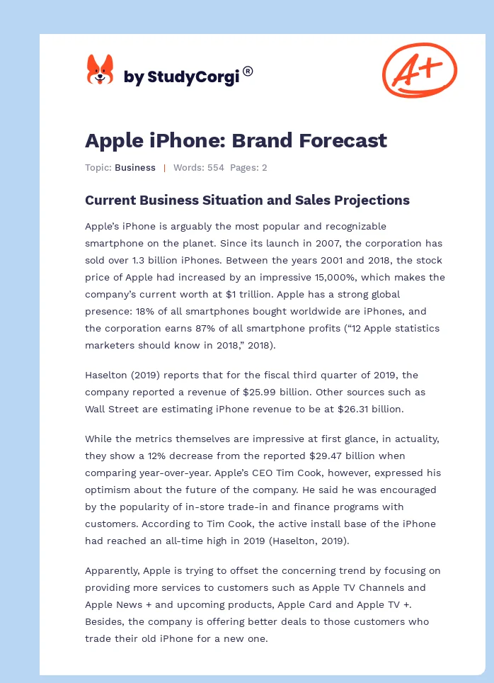 Apple iPhone: Brand Forecast. Page 1