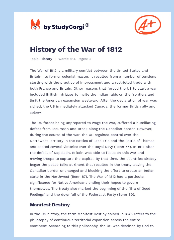 History of the War of 1812. Page 1