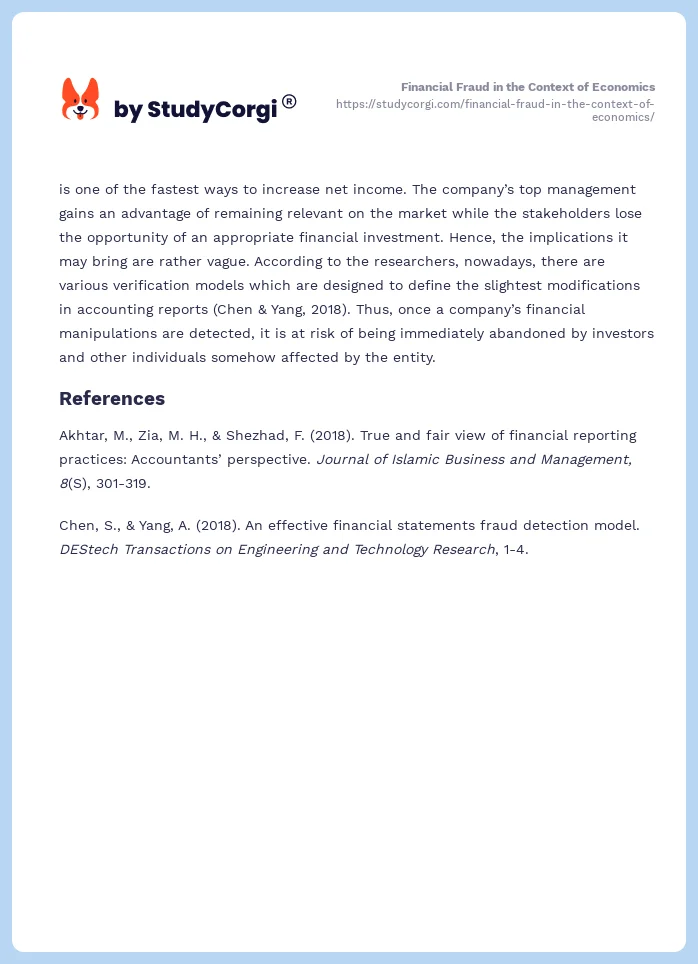 Financial Fraud in the Context of Economics. Page 2