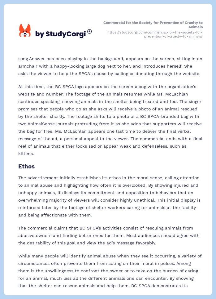 Commercial for the Society for Prevention of Cruelty to Animals. Page 2