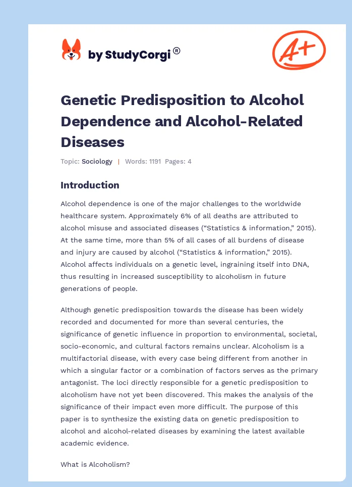 Genetic Predisposition to Alcohol Dependence and Alcohol-Related Diseases. Page 1