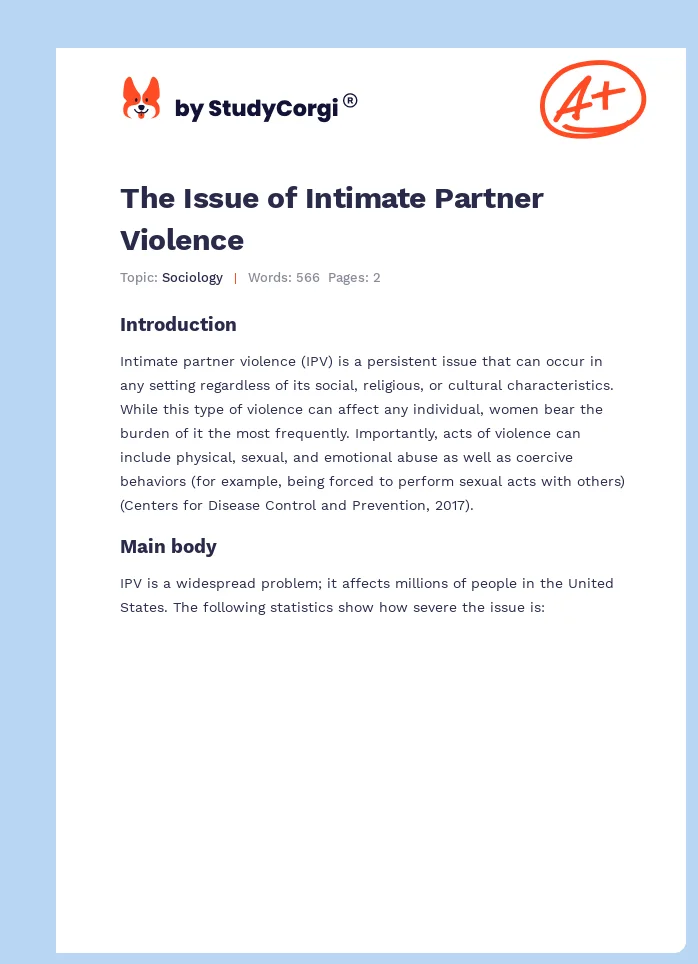 The Issue of Intimate Partner Violence. Page 1