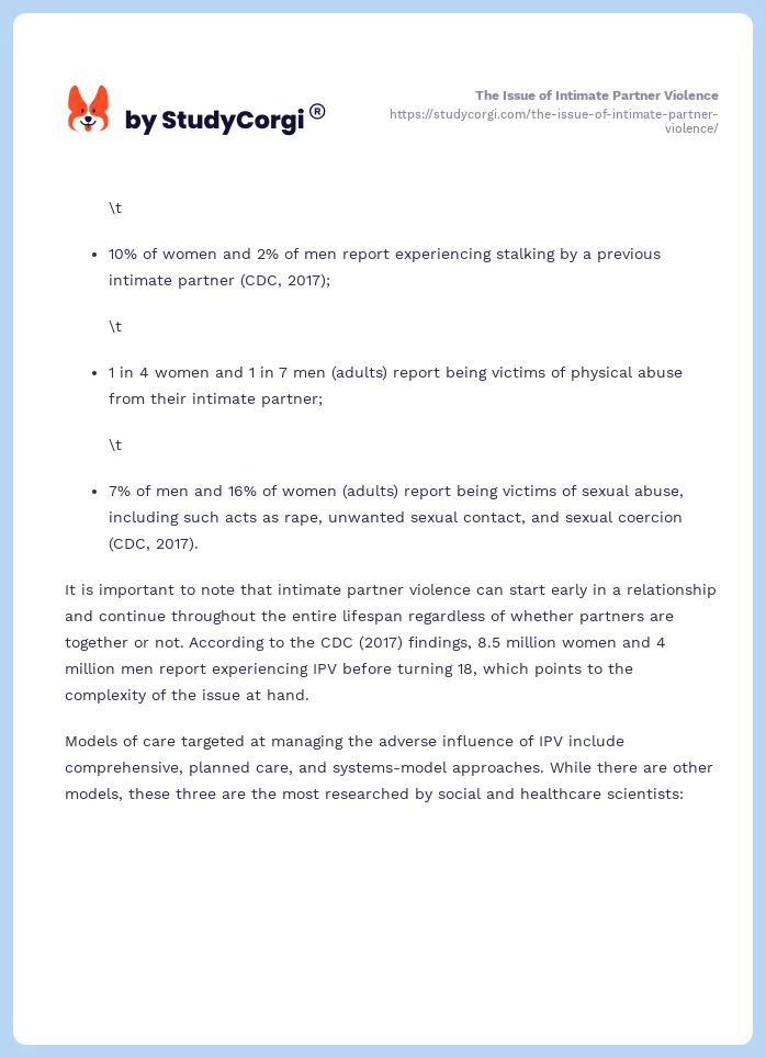 The Issue of Intimate Partner Violence. Page 2