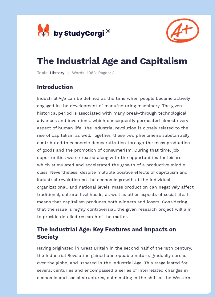 The Industrial Age and Capitalism. Page 1