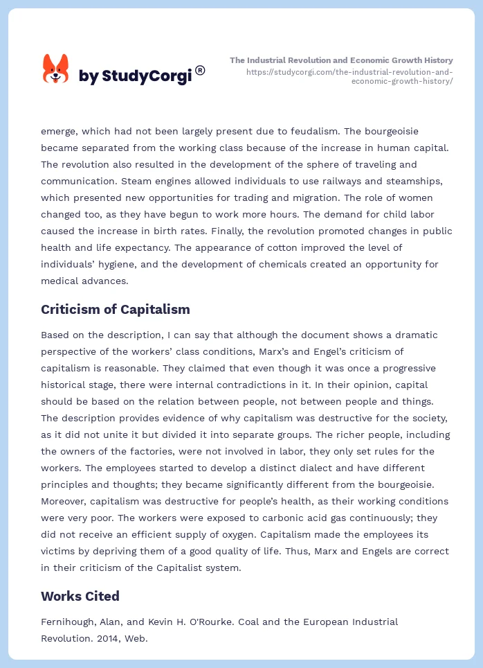 The Industrial Revolution and Economic Growth History. Page 2