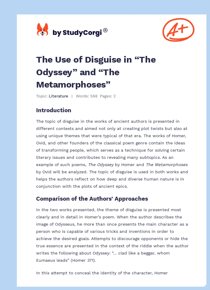 The Use of Disguise in “The Odyssey” and “The Metamorphoses”. Page 1