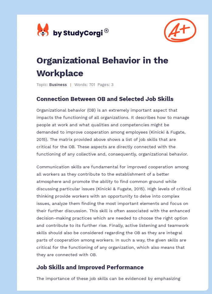 Organizational Behavior in the Workplace. Page 1