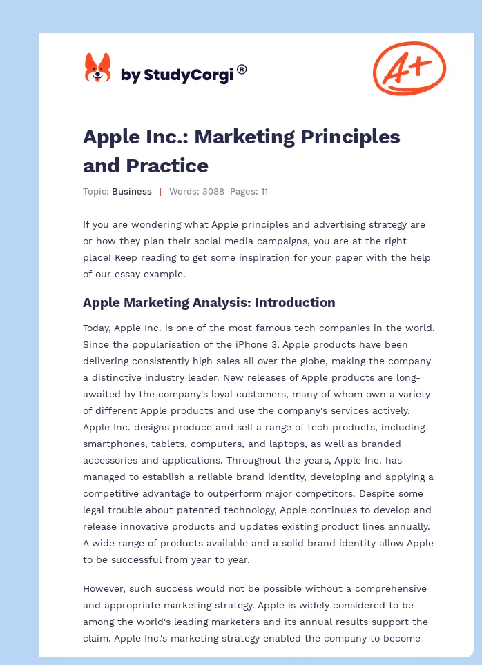 Apple Inc.: Marketing Principles and Practice. Page 1