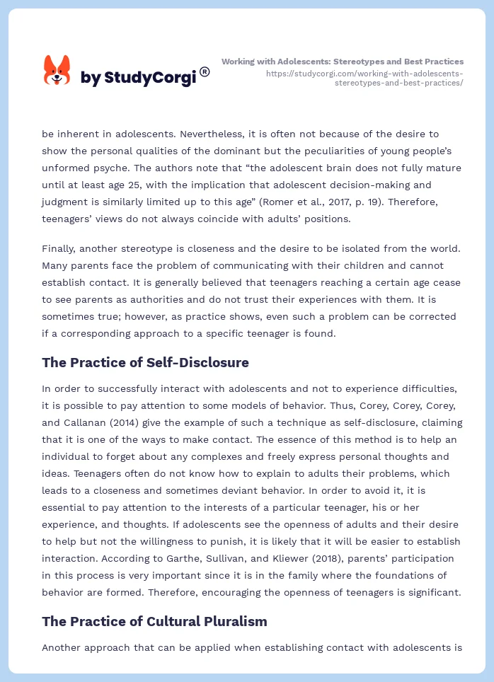 Working with Adolescents: Stereotypes and Best Practices. Page 2