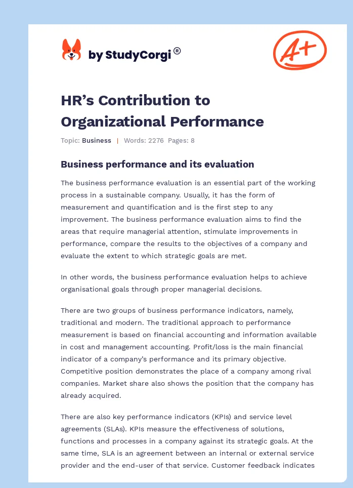 HR’s Contribution to Organizational Performance. Page 1