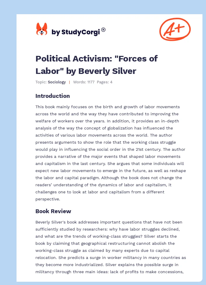 Political Activism: "Forces of Labor" by Beverly Silver. Page 1