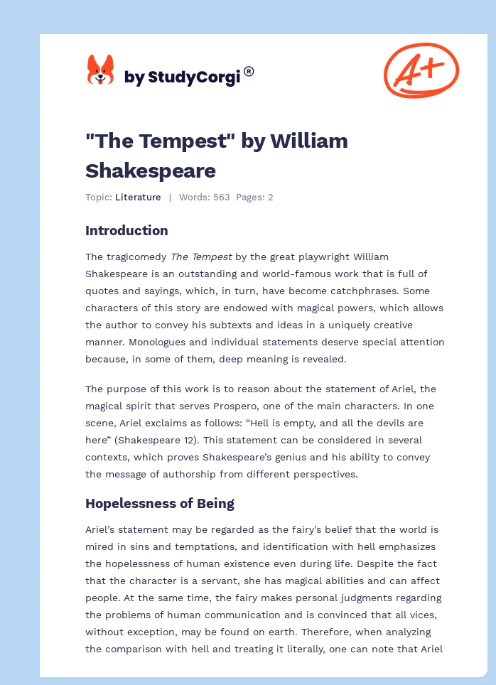 "The Tempest" by William Shakespeare. Page 1