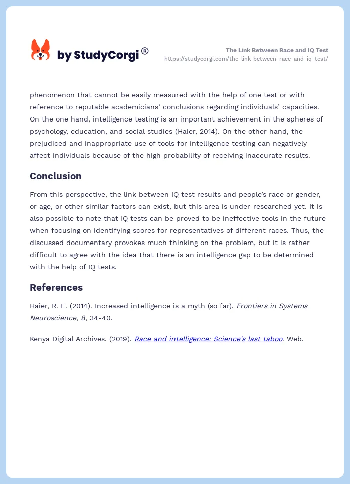 The Link Between Race and IQ Test. Page 2