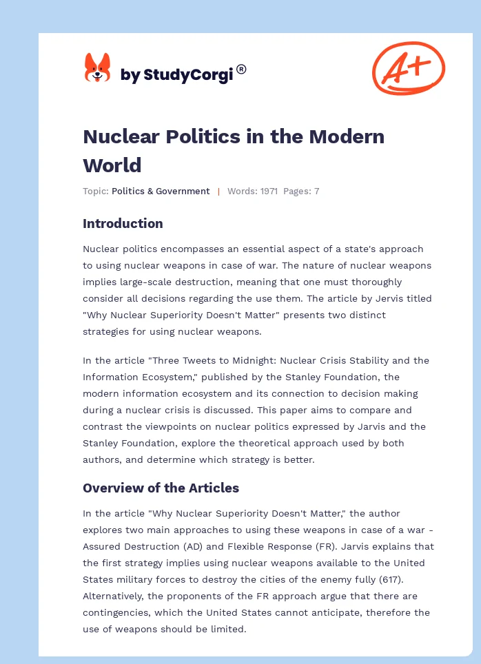 Nuclear Politics in the Modern World. Page 1