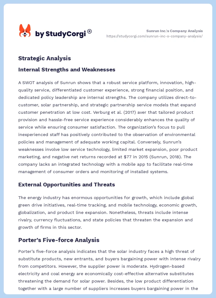 Sunrun Inc.'s Company Analysis. Page 2