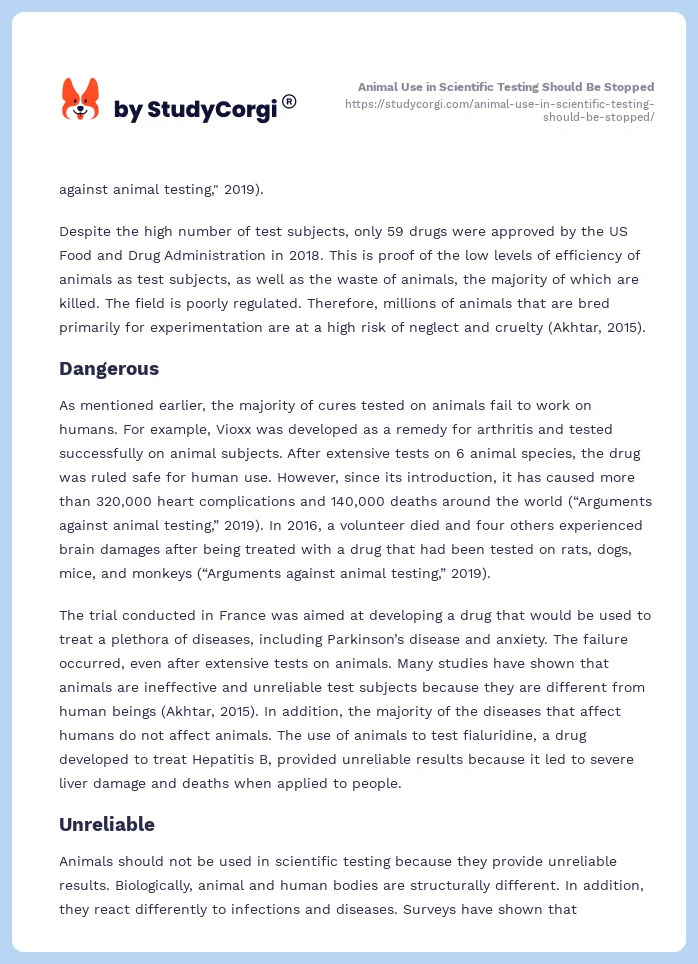 Animal Use in Scientific Testing Should Be Stopped. Page 2