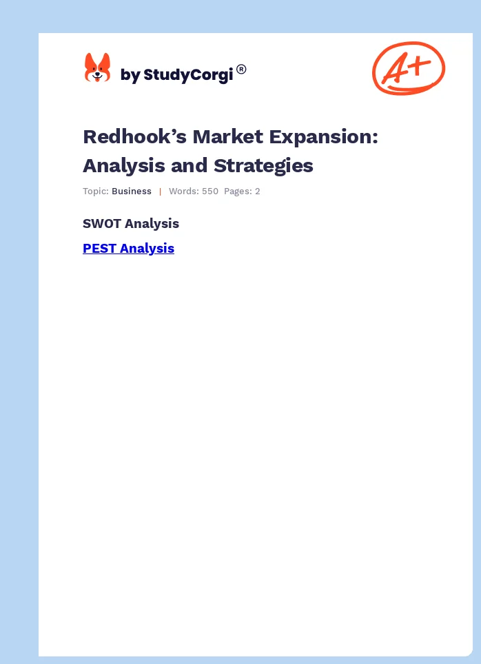 Redhook’s Market Expansion: Analysis and Strategies. Page 1