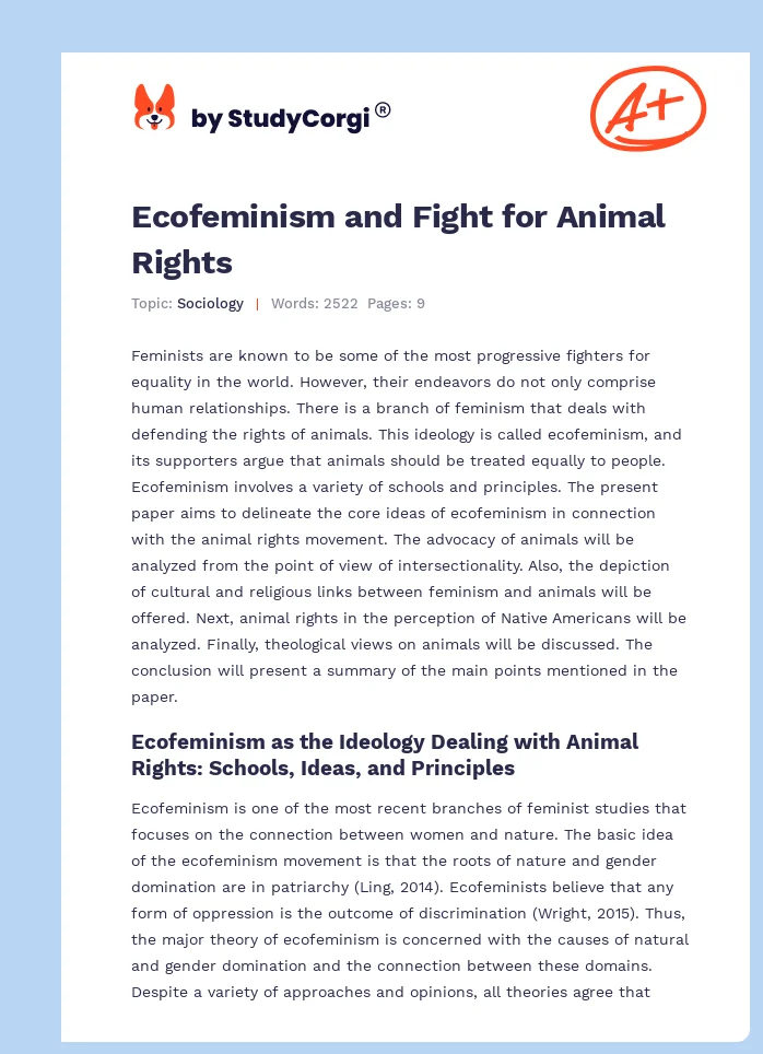 Ecofeminism and Fight for Animal Rights. Page 1