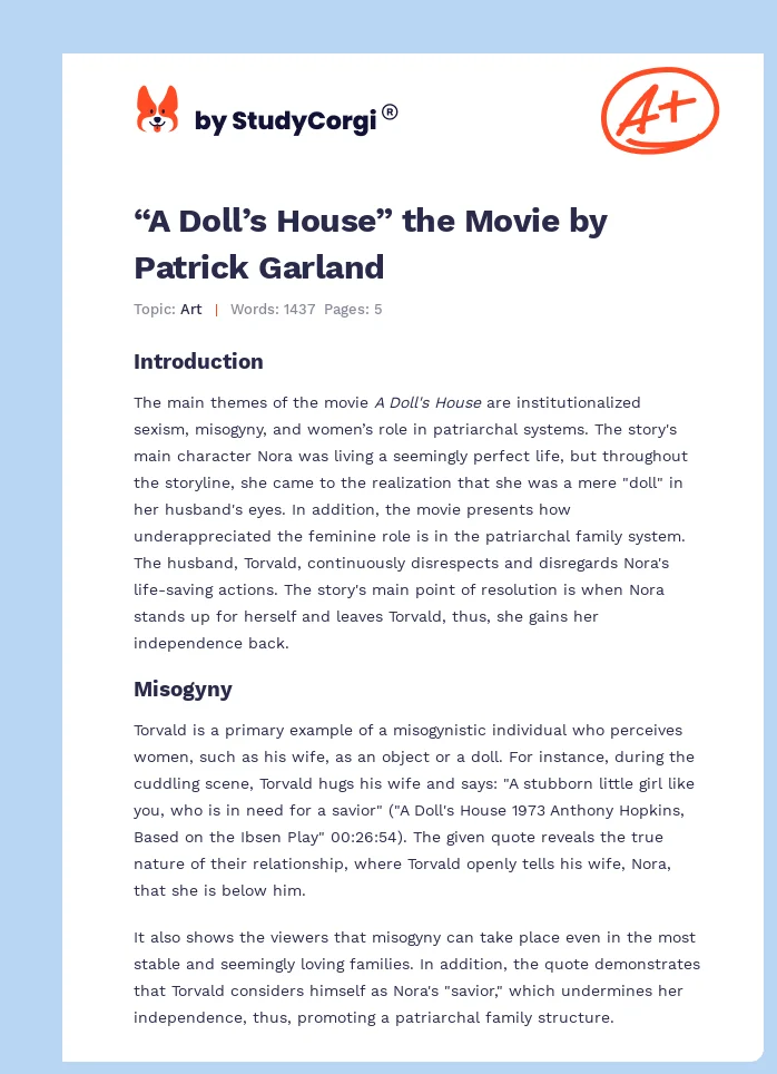 “A Doll’s House” the Movie by Patrick Garland. Page 1